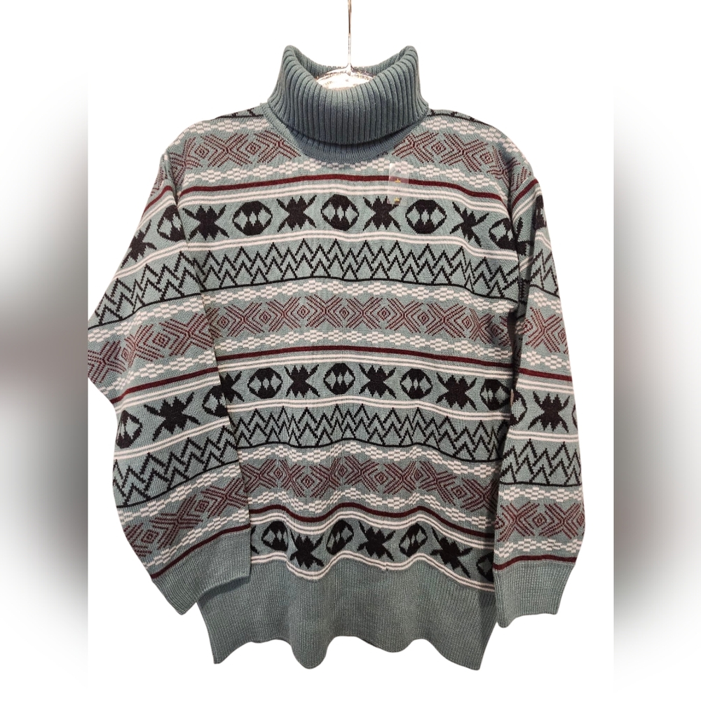 Myra NWT knit turtle neck western sweater womans size L aztec western warm cozy